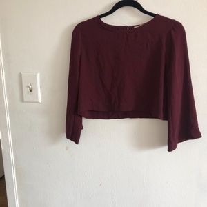 Burgundy Crop Top with semi- Flared arms